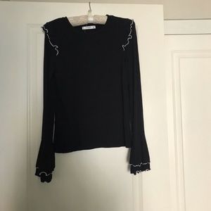 Mango black ruffle sweater
